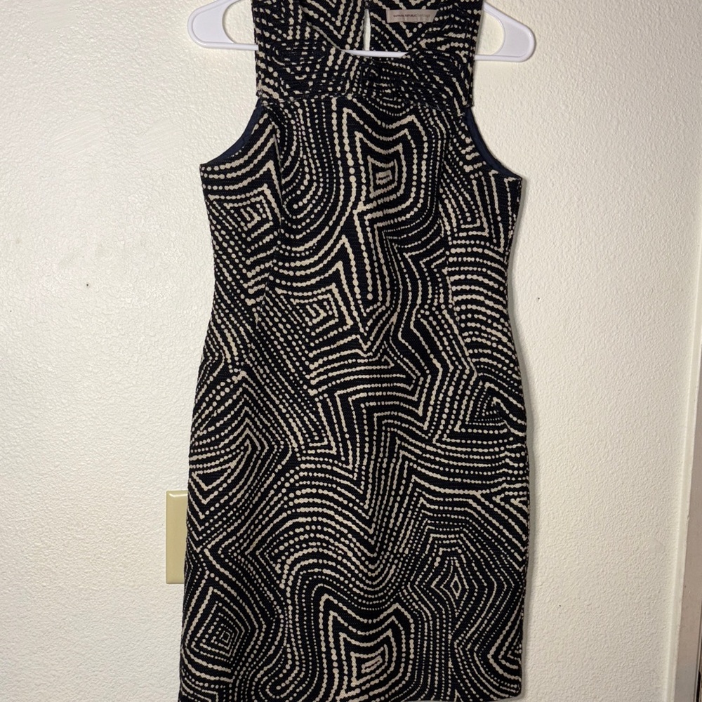 Banana Republic Black and Cream Geometric Mini Dress